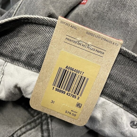 Levis Womn 31 Gray Denim Splatter Hem Slouchy Mid Rise Low Pro Straight Jean NWT - Picture 13 of 14